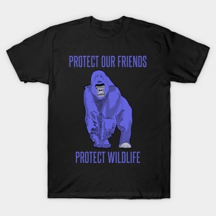 blue gorilla - protect our friends T-Shirt